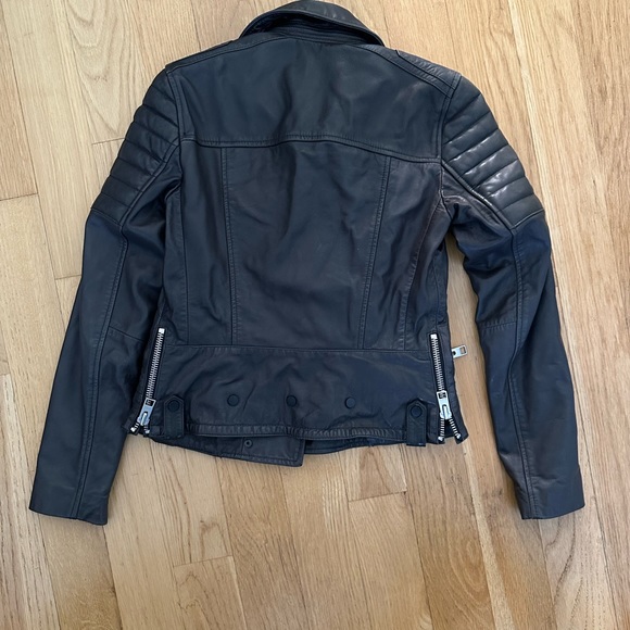 All saints Dark Grey Leather Jacket US 2 - Picture 2 of 2